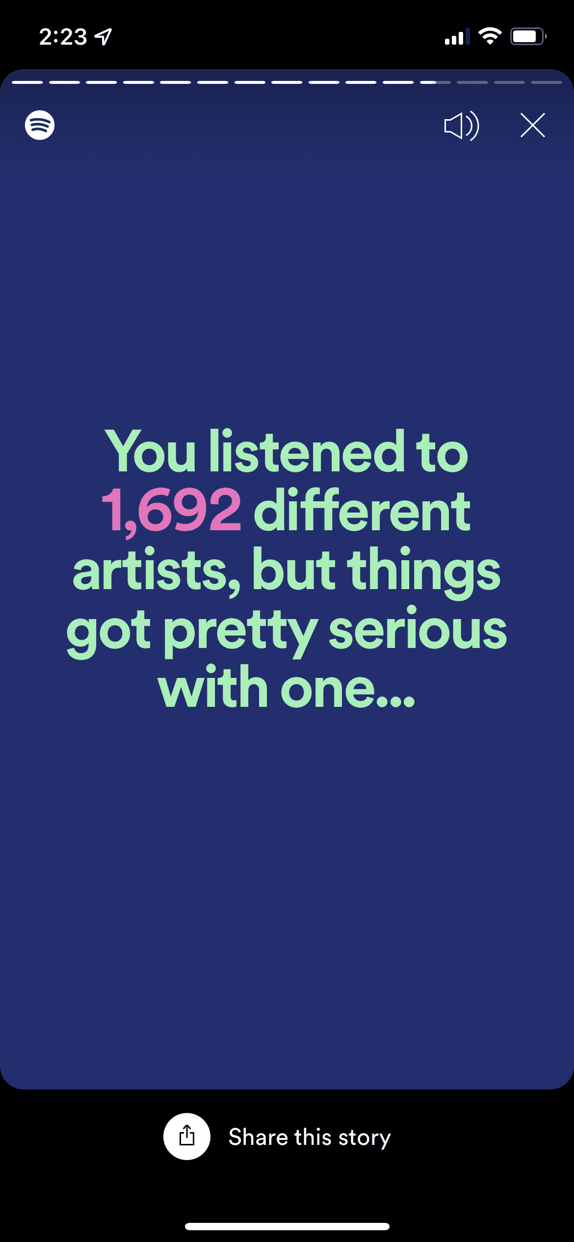 Spotify unwrapped stats page